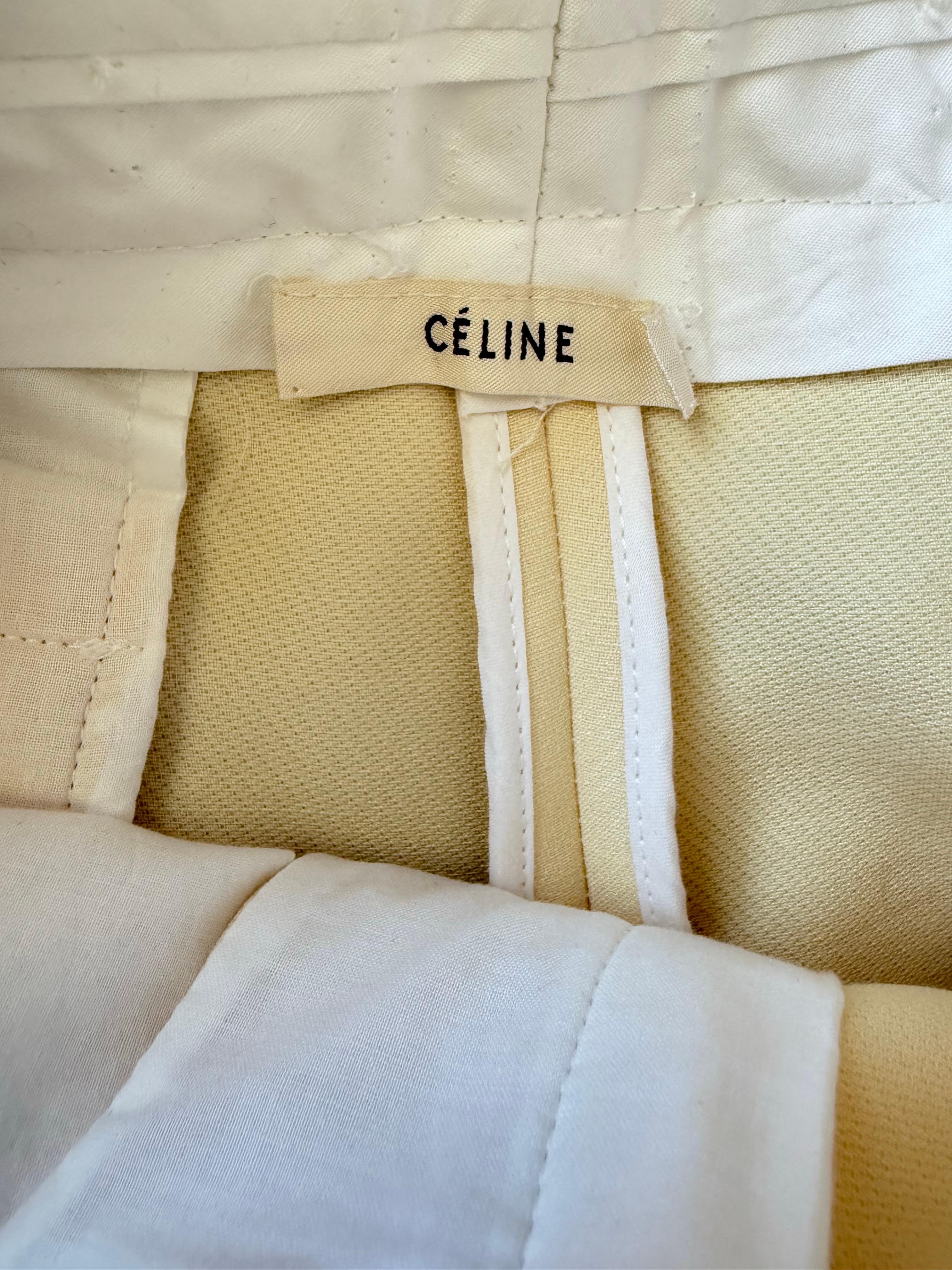 Rare jupe-culotte sculpturale Céline Resort 2015 conçue sous la direction de Phoebe Philo, un look déterminant de son époque de tailleur minimaliste. Cette Collectional a marqué la transition de Silhouette vers des silhouettes plus architecturales