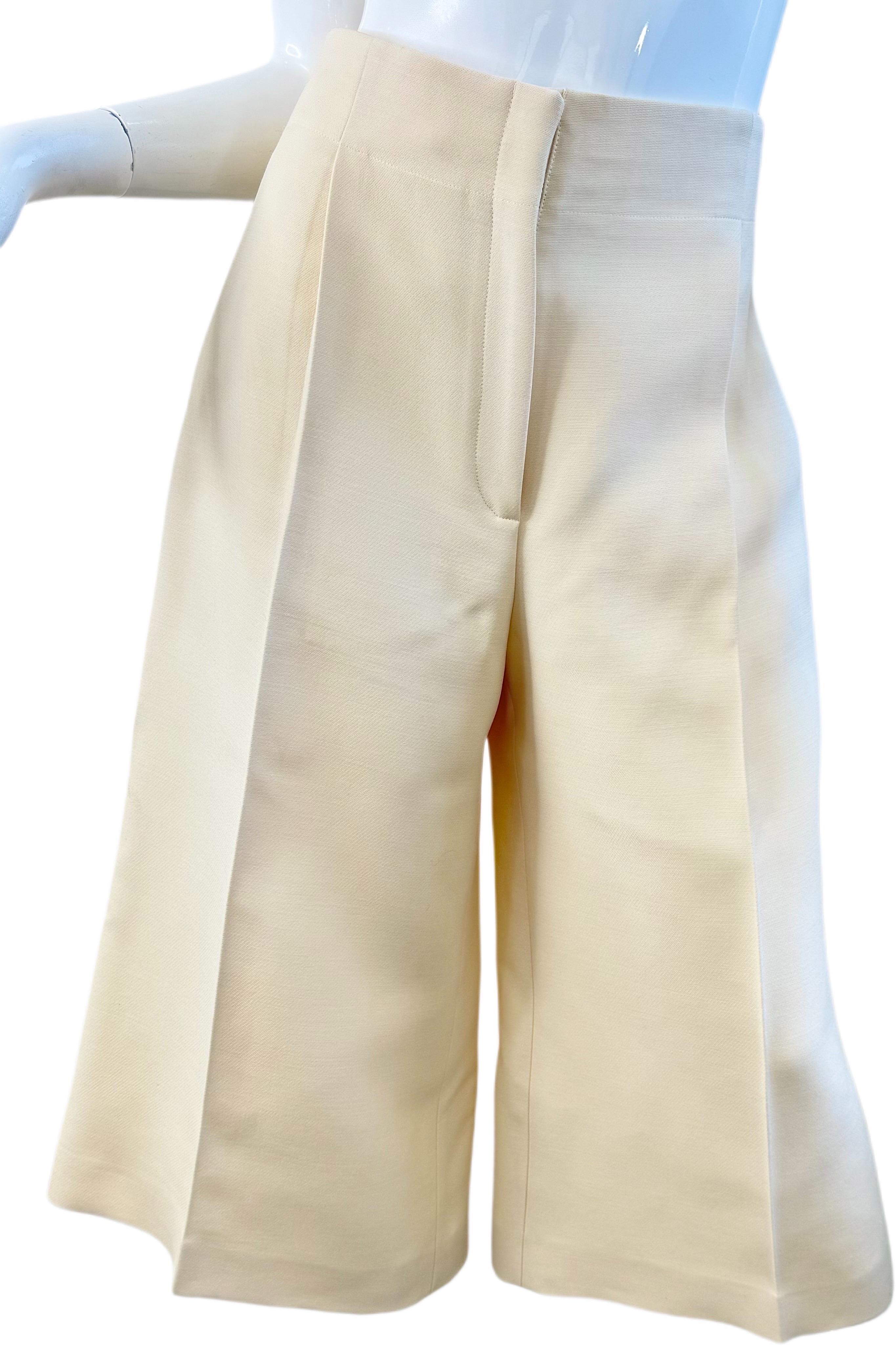 OLD Celine Phoebe Philo Resort 2015 Runway Size 8 Sculptural Ivory Wide Culottes Pour femmes en vente
