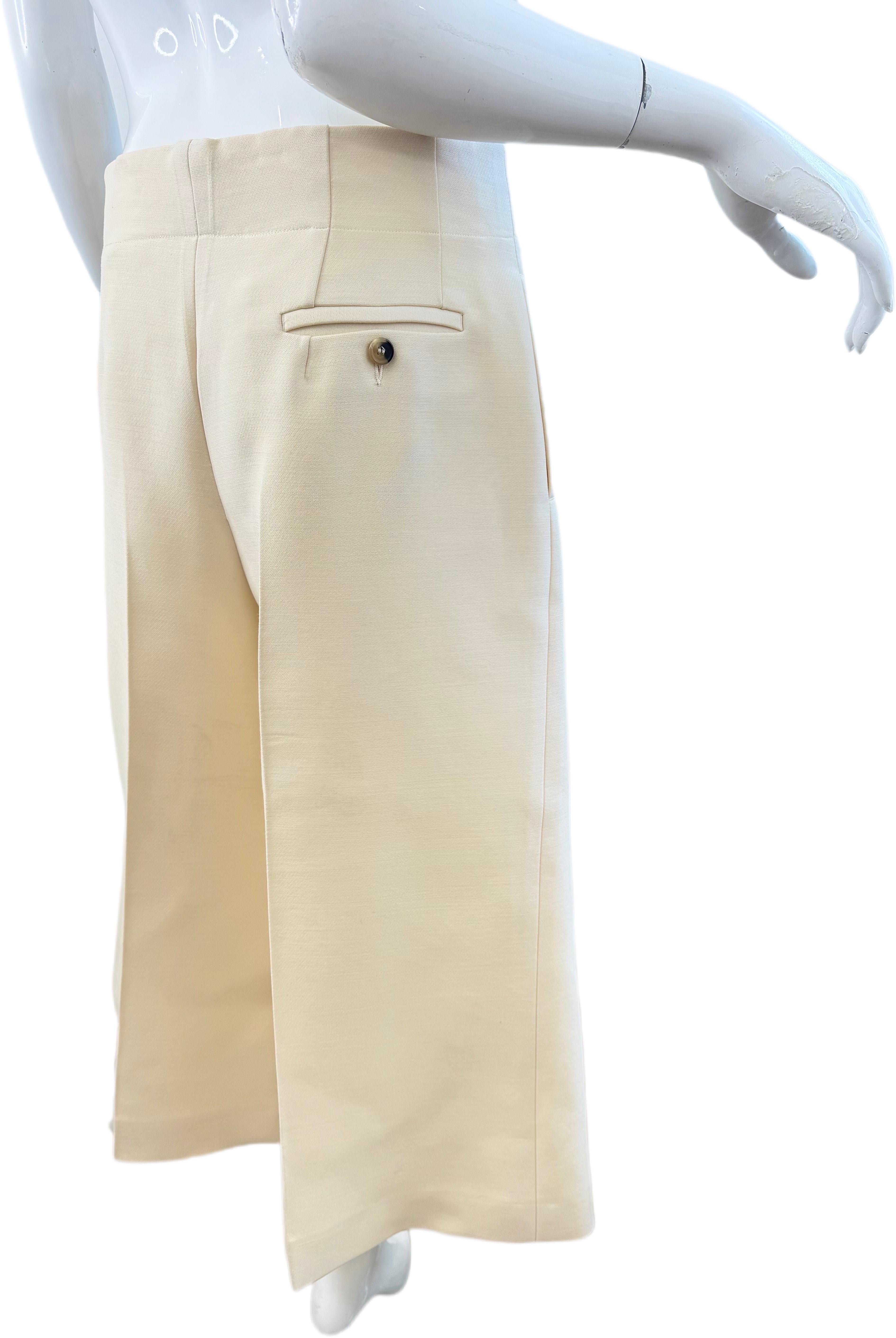 OLD Celine Phoebe Philo Resort 2015 Runway Size 8 Sculptural Ivory Wide Culottes en vente 3