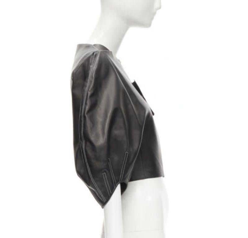 OLD CELINE Phoebe Philo Runway black leather puff balloon biker jacket FR38 M 1