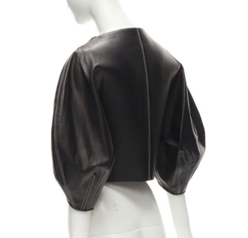 OLD CELINE Phoebe Philo Runway black leather puff balloon biker jacket FR38 M 3