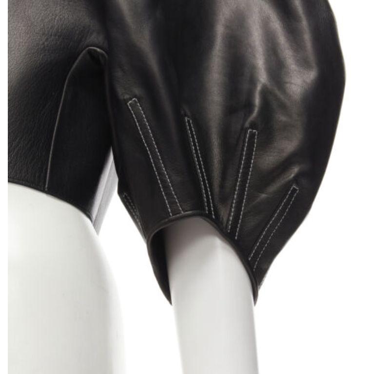 OLD CELINE Phoebe Philo Runway black leather puff balloon biker jacket FR38 M 4