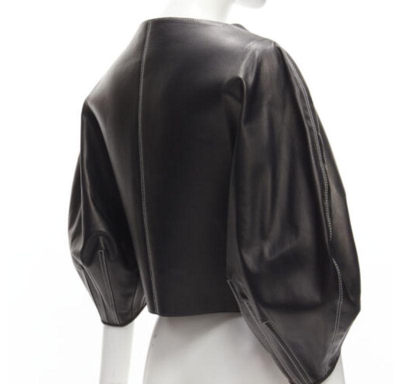 OLD CELINE Phoebe Philo Runway black leather puff balloon biker jacket FR38 M 5