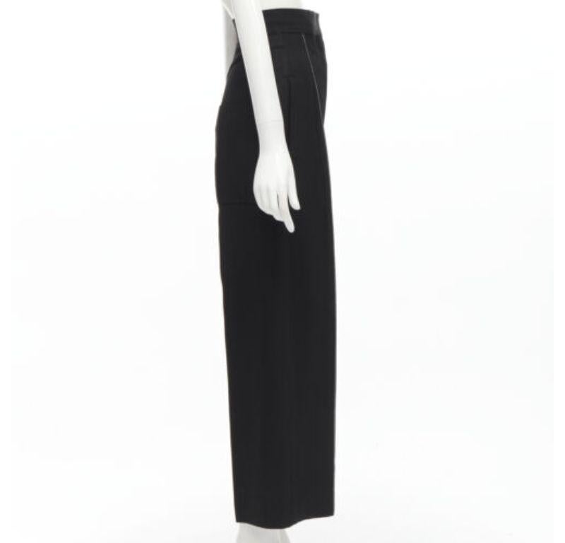 OLD CELINE Phoebe Philo Runway black pocket topstitching wide leg pants FR34 XS In Excellent Condition In Hong Kong, NT