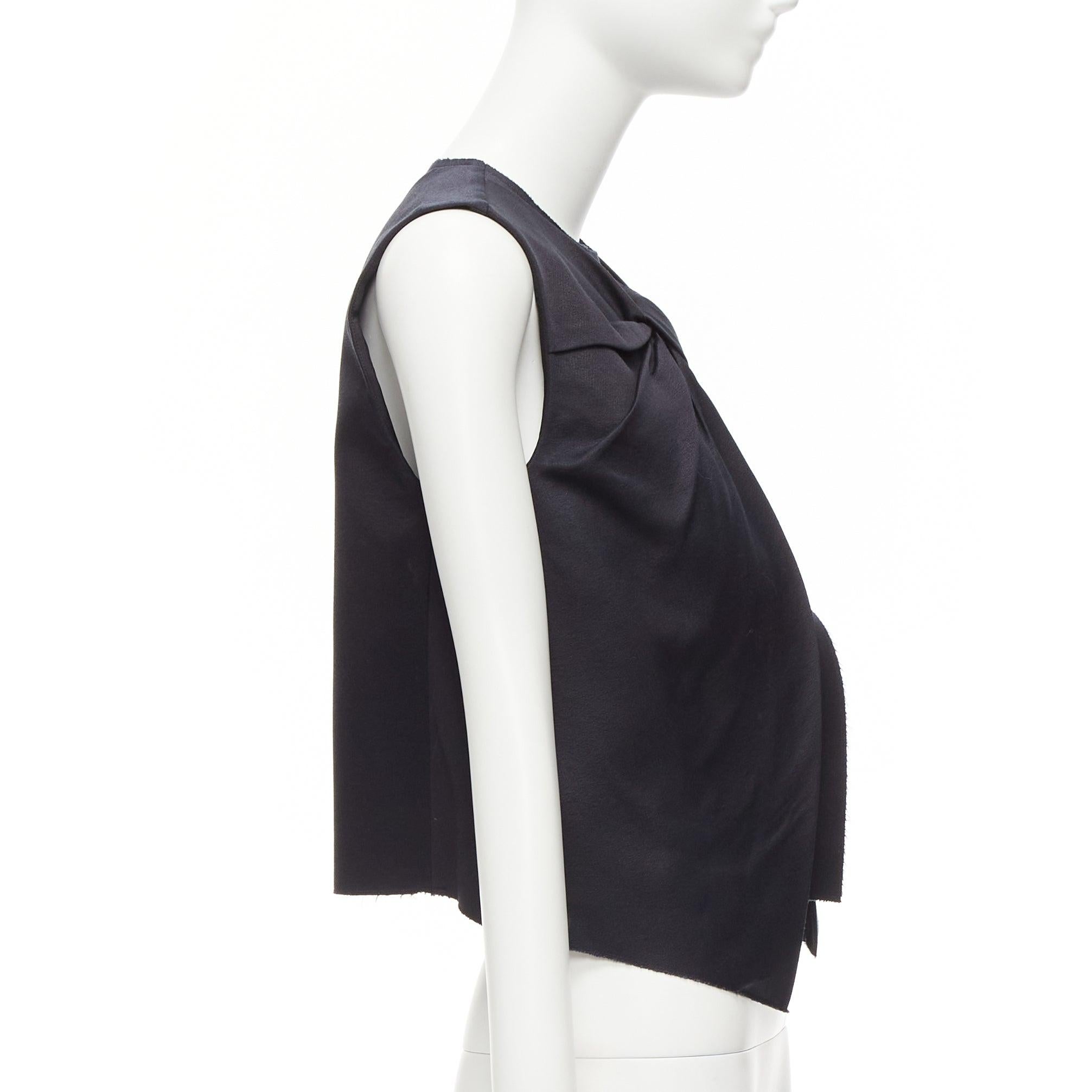 Women's OLD CELINE Phoebe Philo Runway black twist knot splice cropped vest top FR38 M For Sale