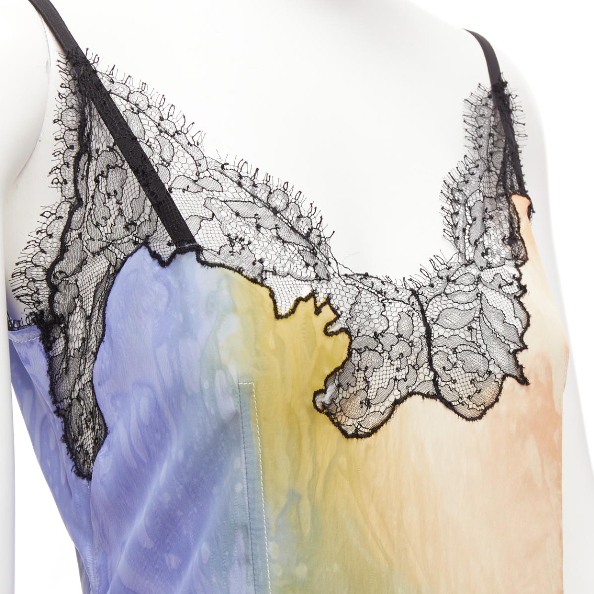 OLD CELINE Phoebe Philo Runway colourful tie dye lace insert burnout slip dress FR36 S
Reference: TGAS/D01116
Brand: Celine
Designer: Phoebe Philo
Collection: Resort 2018 - Runway
Material: Viscose, Silk
Color: Multicolour, Black
Pattern: