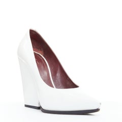 OLD CELINE Phoebe Philo Runway white chunky heel pointy pumps EU38.5
