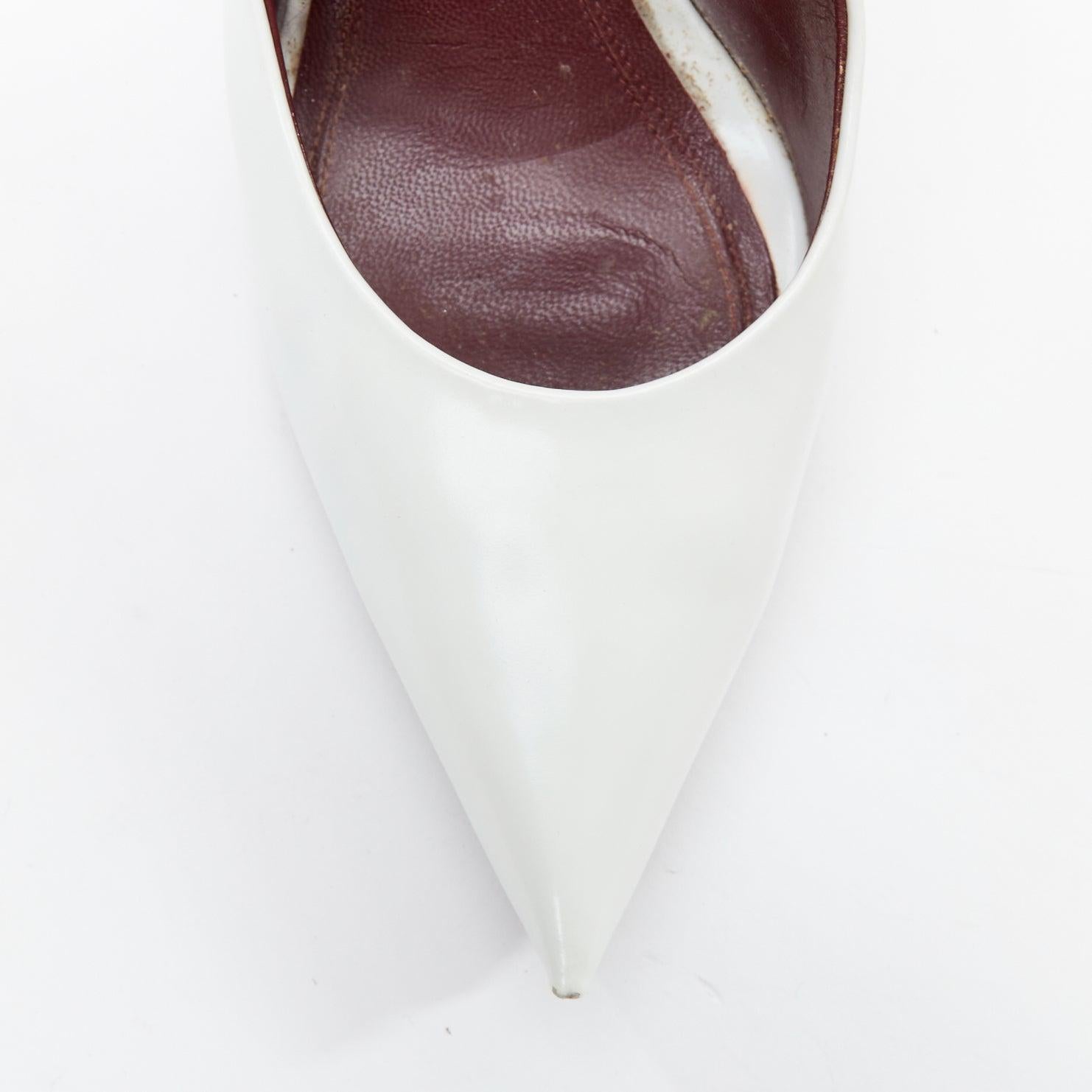 OLD CELINE Phoebe Philo Runway white chunky heel pointy pumps EU38.5 1