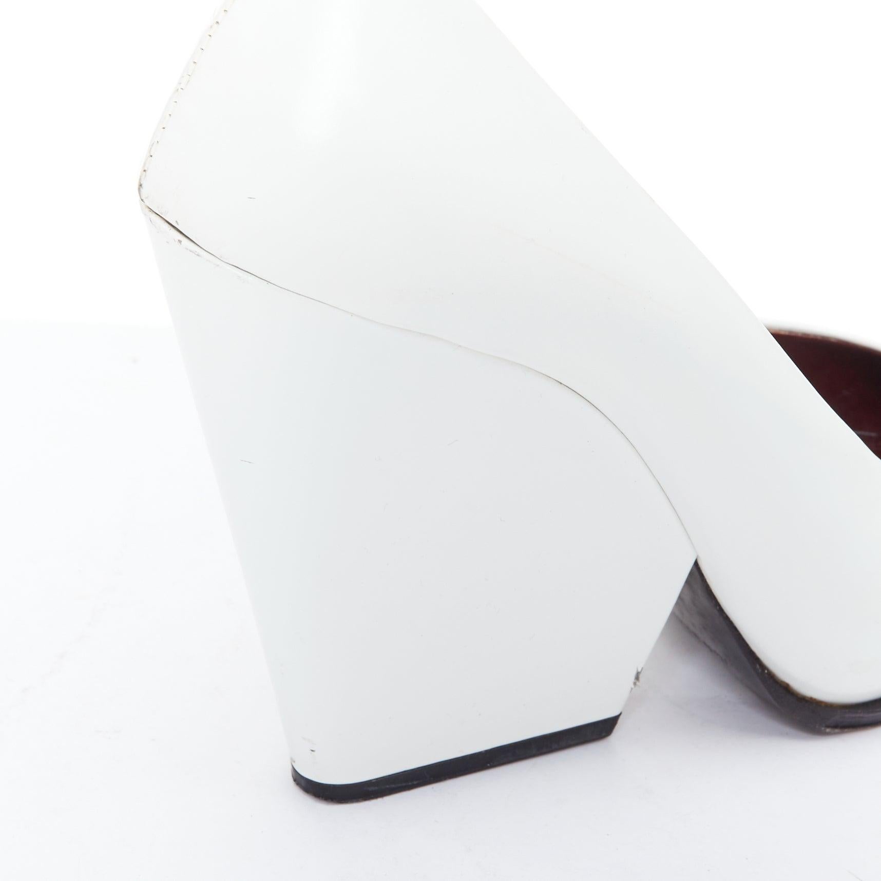 OLD CELINE Phoebe Philo Runway white chunky heel pointy pumps EU38.5 3