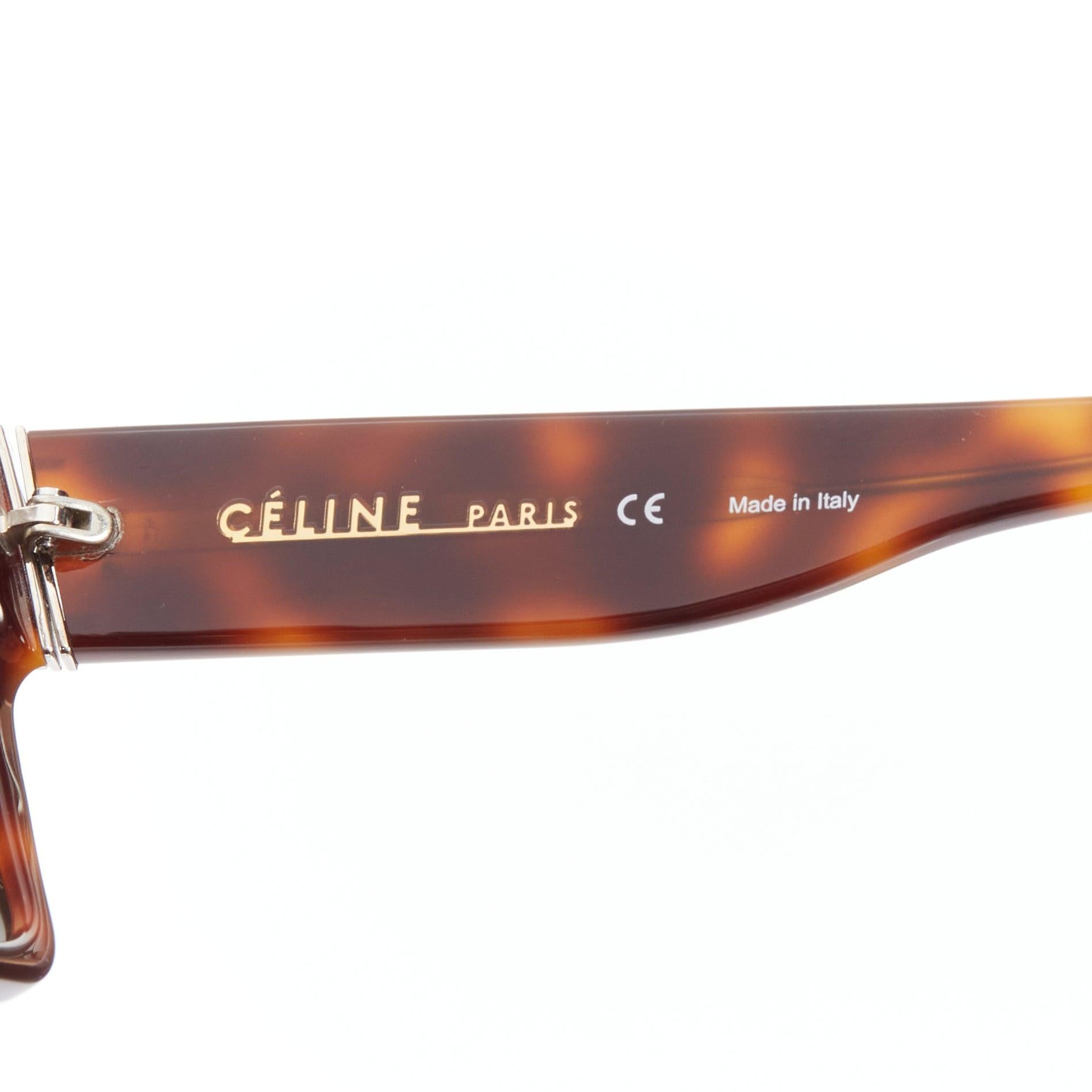 OLD Celine Phoebe Philo SC1756 ZZ Top marron Havane acétate lunettes de soleil carrées en vente 1