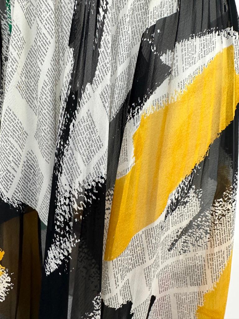 Women's OLD CÉLINE Phoebe Philo silk pleated skirt with art print
