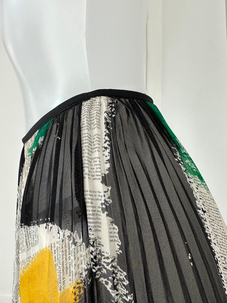 OLD CÉLINE Phoebe Philo silk pleated skirt with art print 1