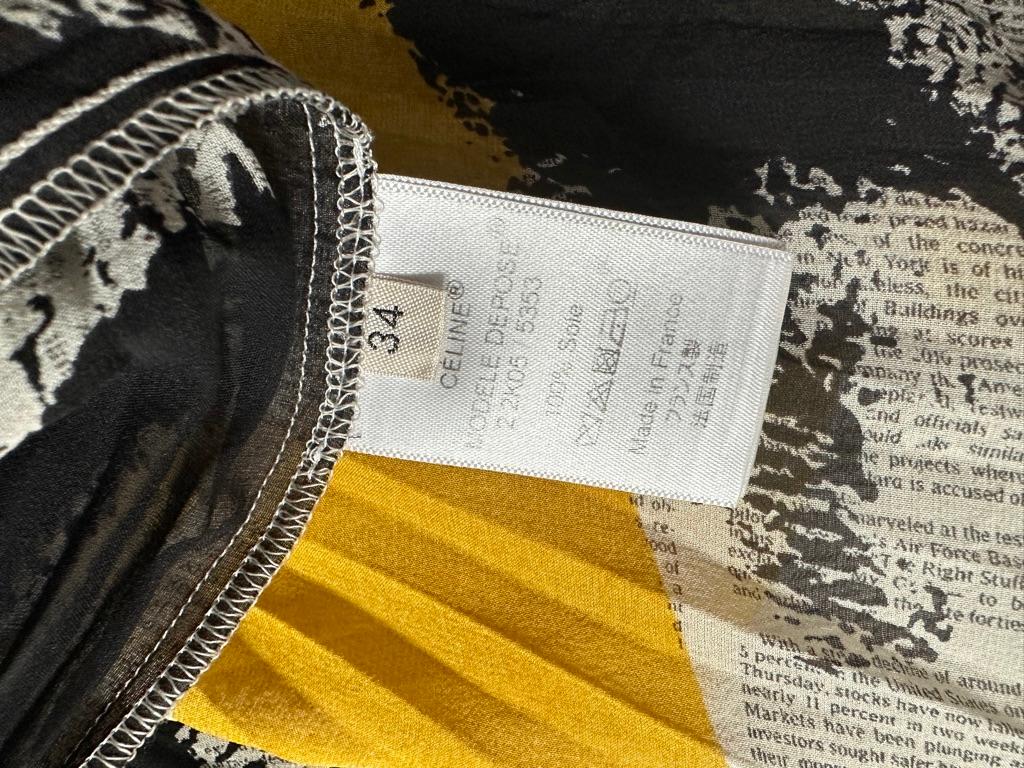 OLD CÉLINE Jupe plissée en soie Phoebe Philo avec imprimé artistique en vente 3