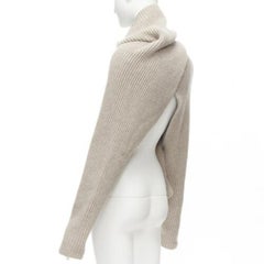 OLD CELINE Phoebe Philo stone wool cashmere draped neck open back sweater XS