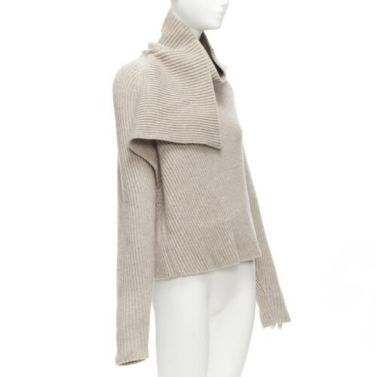 Gris Pull col drapé Phoebe Philo pierre de laine cashmere XS en vente