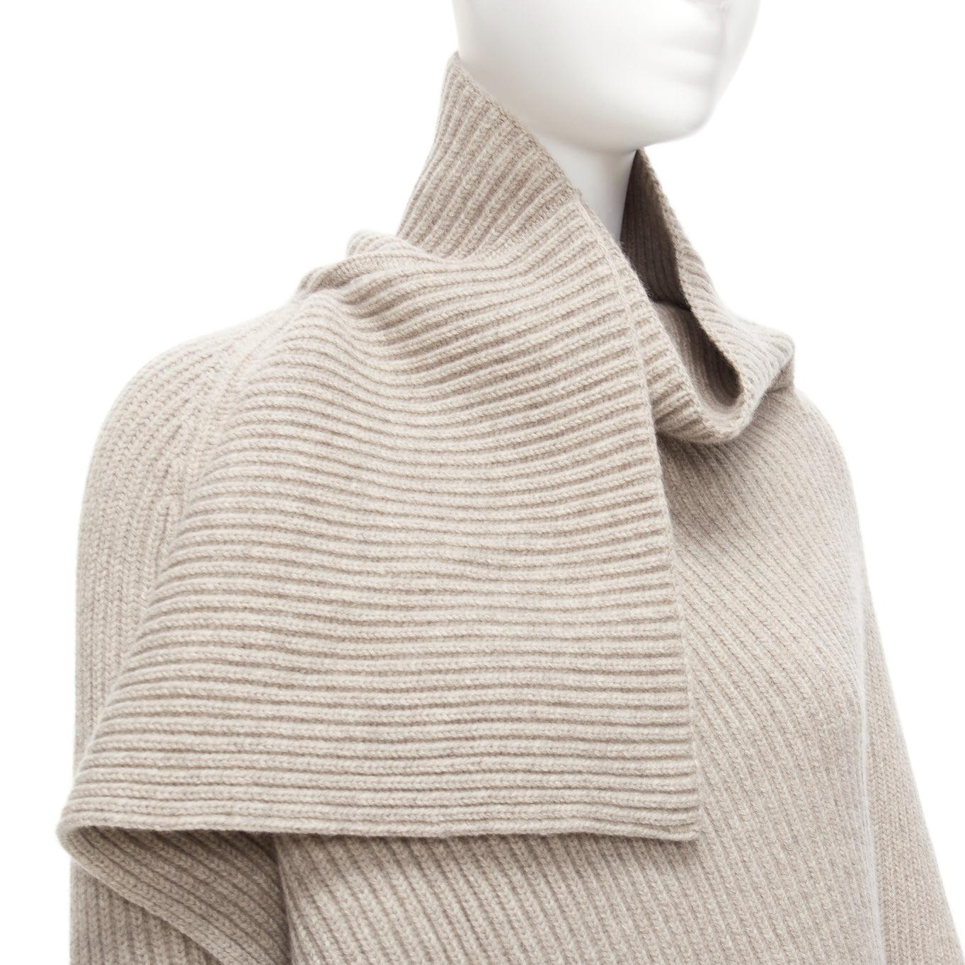 OLD CELINE Phoebe Philo stone wool cashmere draped neck open back sweater XS For Sale 3