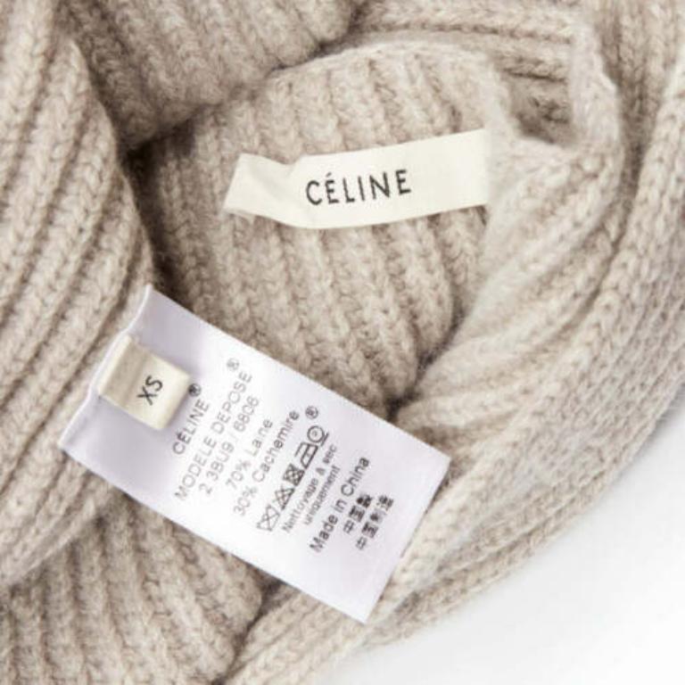 Pull col drapé Phoebe Philo pierre de laine cashmere XS en vente 3