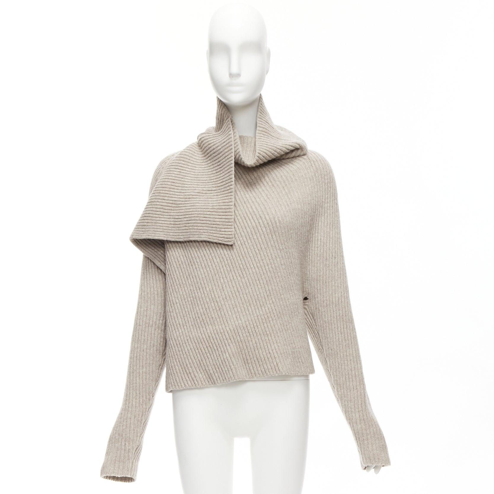 OLD CELINE Phoebe Philo stone wool cashmere draped neck open back sweater XS For Sale 5