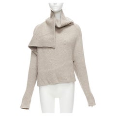 OLD CELINE Phoebe Philo stone wool cashmere draped neck open back sweater XS