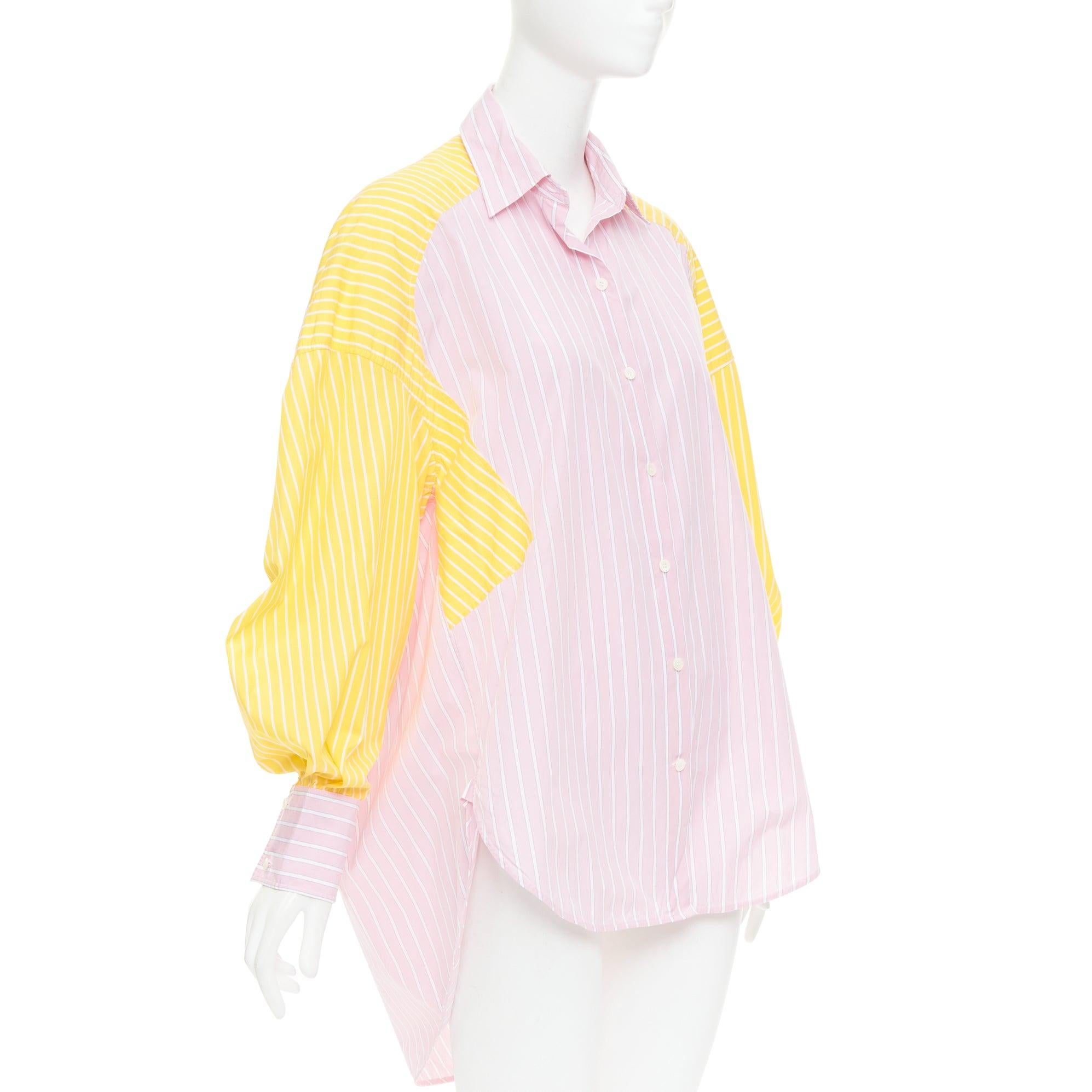 White OLD CELINE Phoebe Philo striped colorblocked oxford button-up shirt FR36 S For Sale