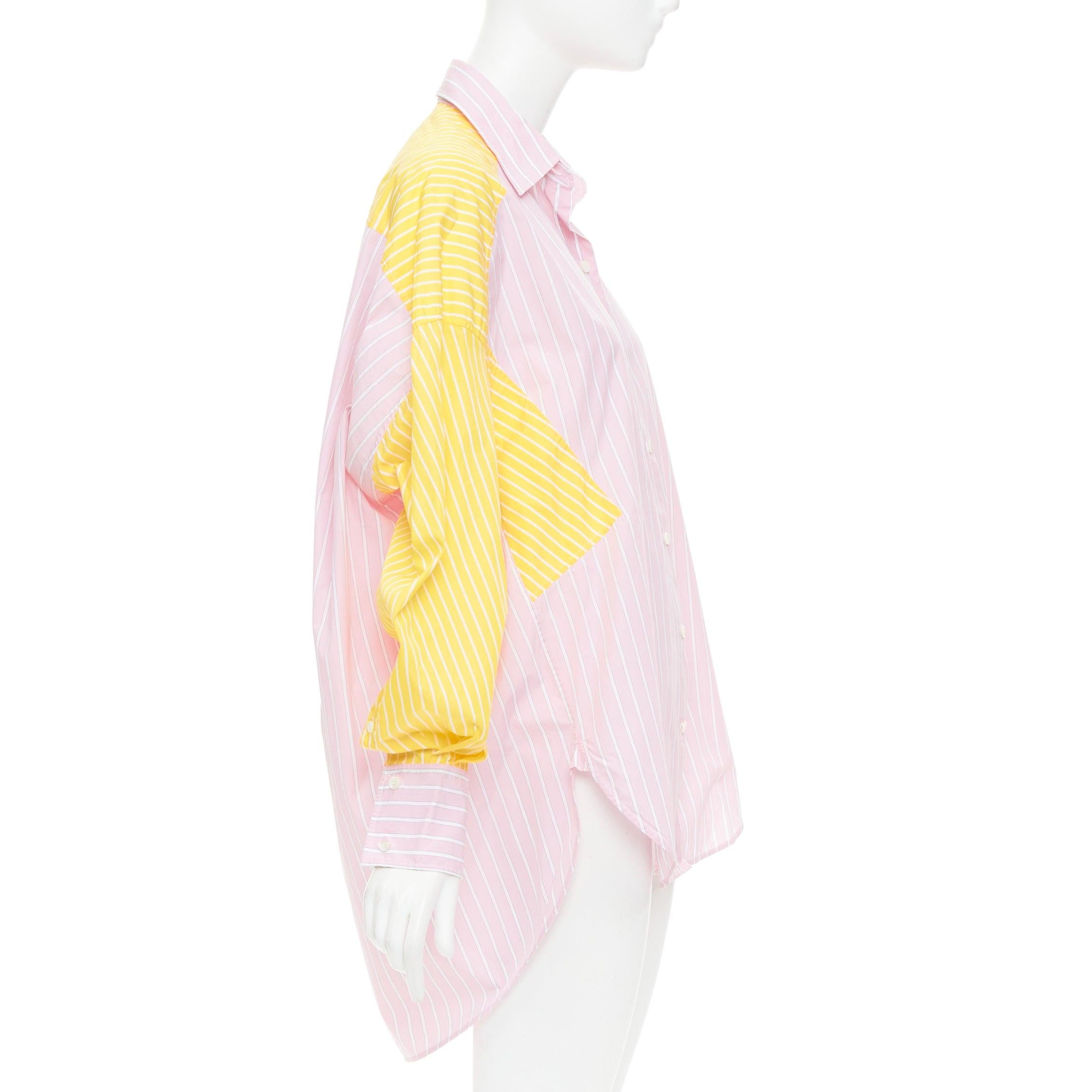 OLD CELINE Phoebe Philo striped colorblocked oxford button-up shirt FR36 S In Good Condition For Sale In Hong Kong, NT
