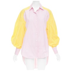 OLD CELINE Phoebe Philo striped colorblocked oxford button-up shirt FR36 S