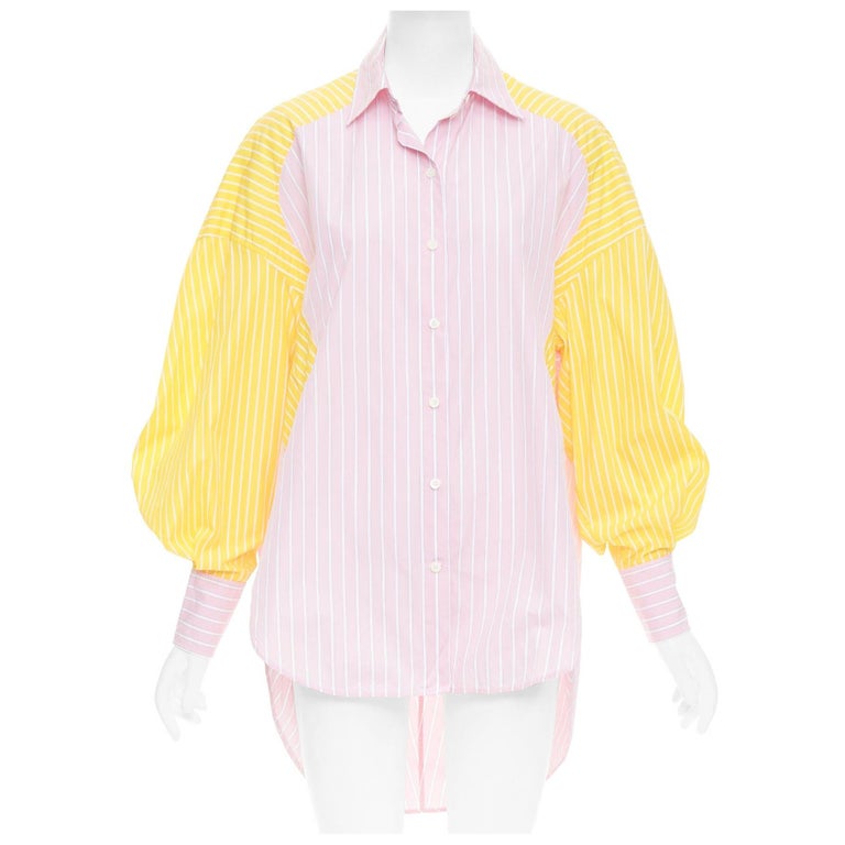 OLD CELINE Phoebe Philo striped colorblocked oxford button-up 