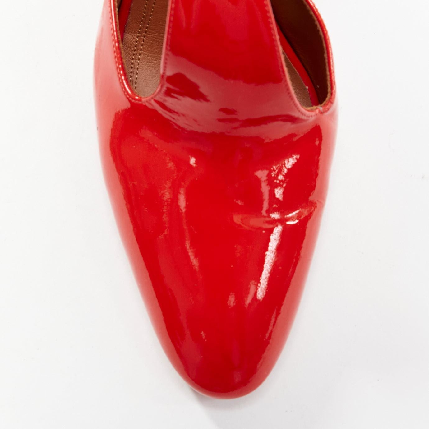 OLD CELINE Phoebe Philo Tango red patent crystal t-strap heels EU38 For Sale 1