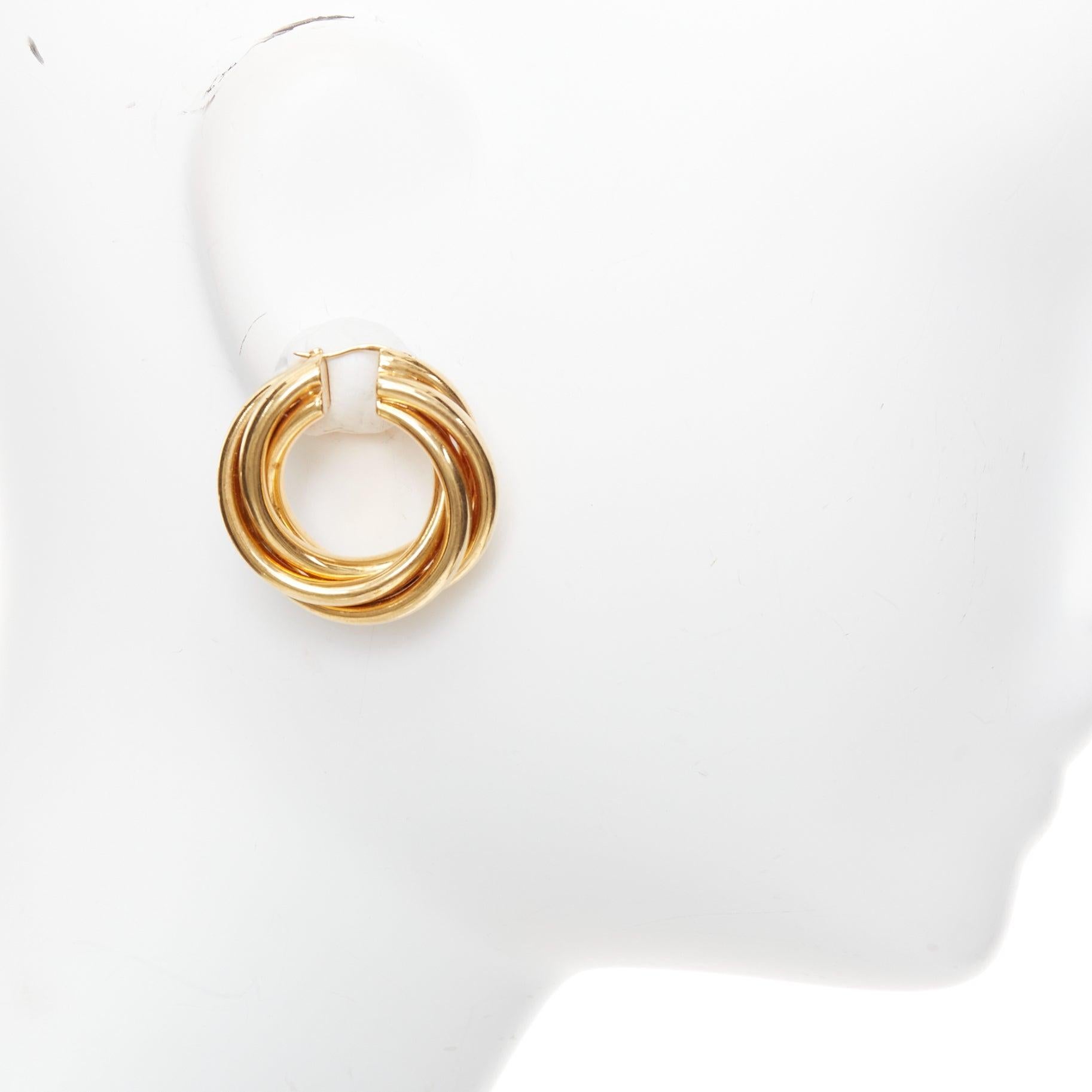 OLD CELINE Phoebe Philo Trinity Twist Swirl gold tone brass hoop earrings Pair In condizioni buone in vendita a Hong Kong, NT