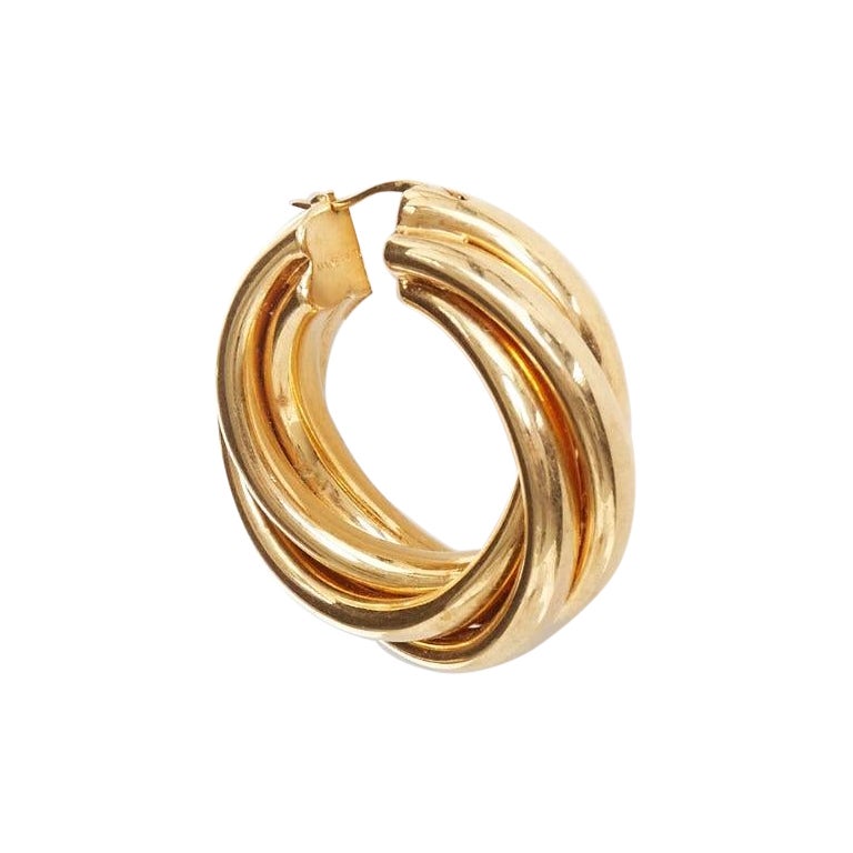 OLD CELINE Phoebe Philo Trinity Twist Swirl gold tone brass hoop earrings Pair