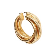 OLD CELINE Phoebe Philo Trinity Twist Swirl gold tone brass hoop earrings Pair