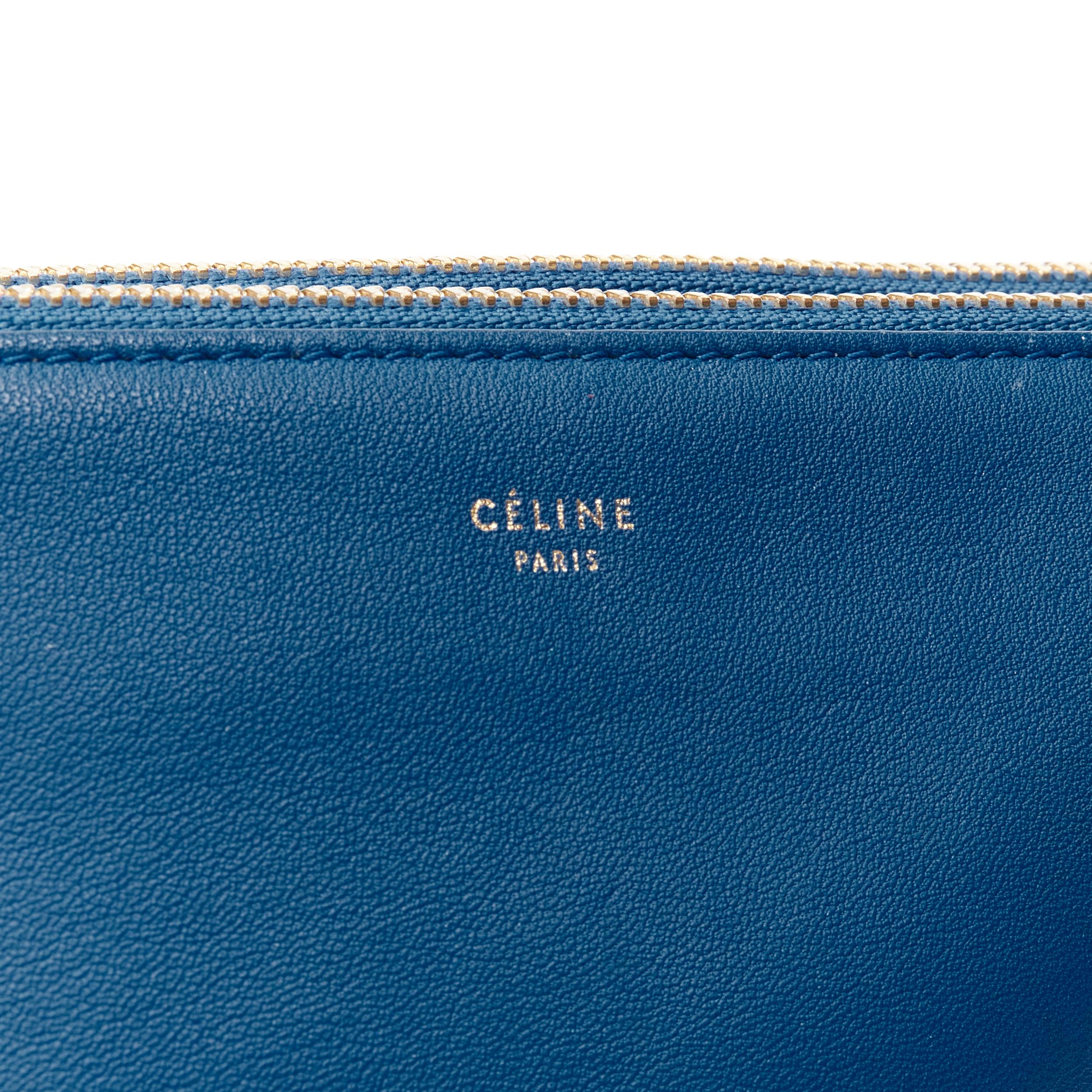 OLD CELINE Phoebe Philo Trio blue gold zip snap detachable triple pouch  In Good Condition In Hong Kong, NT