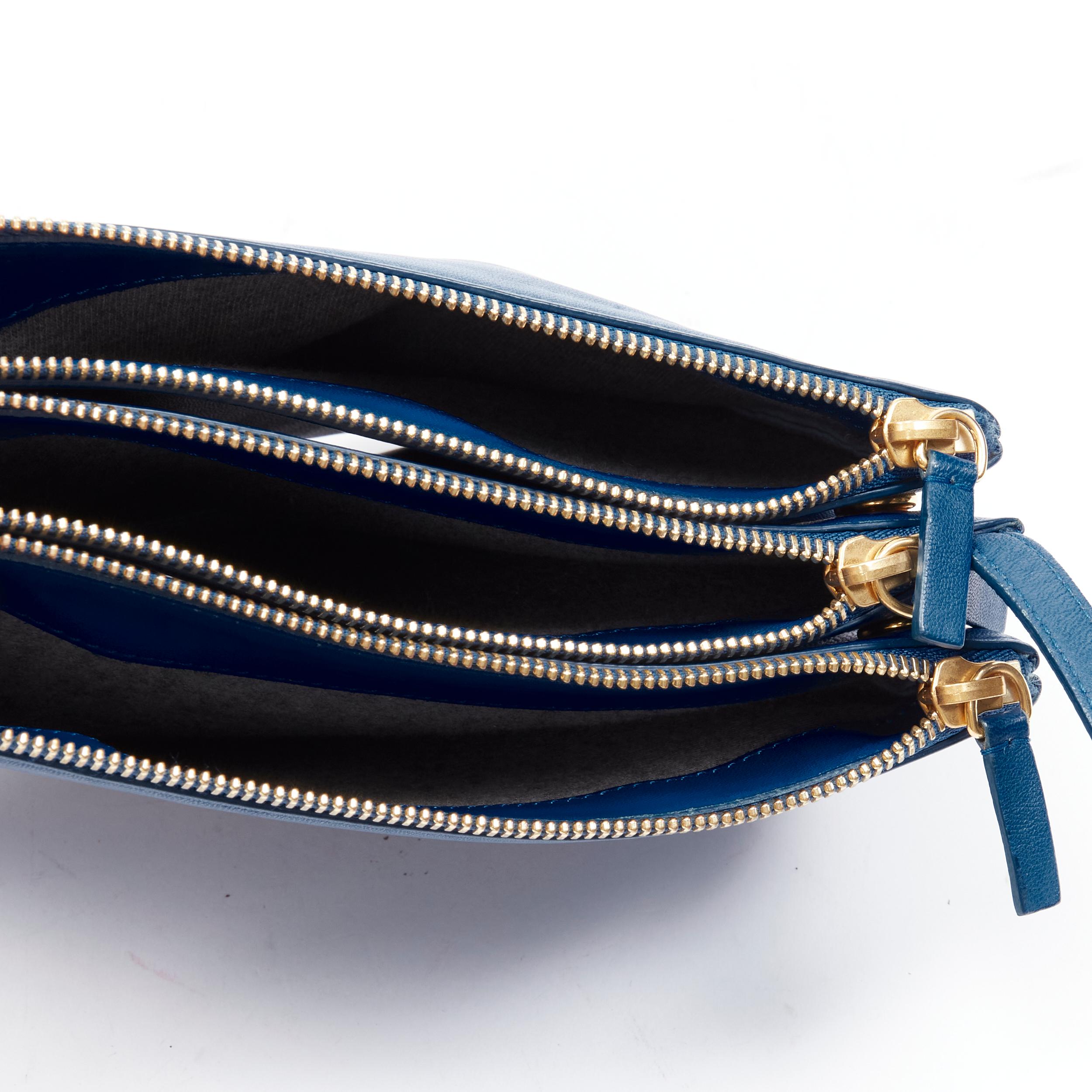 OLD CELINE Phoebe Philo Trio blue gold zip snap detachable triple pouch  1