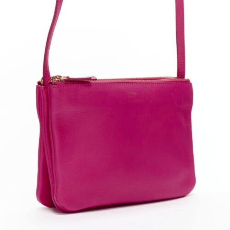Pink OLD CELINE Phoebe Philo Trio pink leather detachable strap pouch crossbody bag