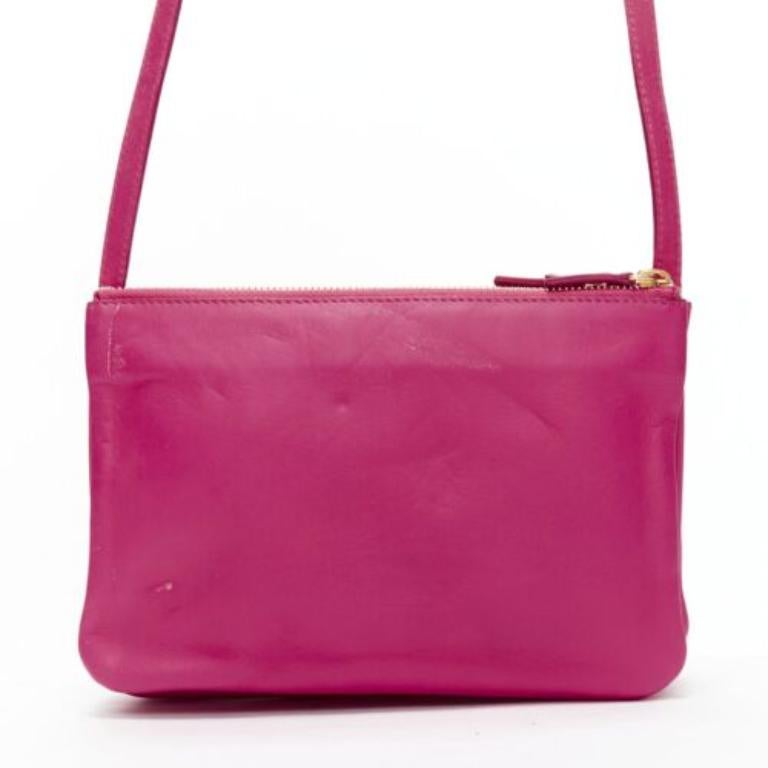 Women's OLD CELINE Phoebe Philo Trio pink leather detachable strap pouch crossbody bag