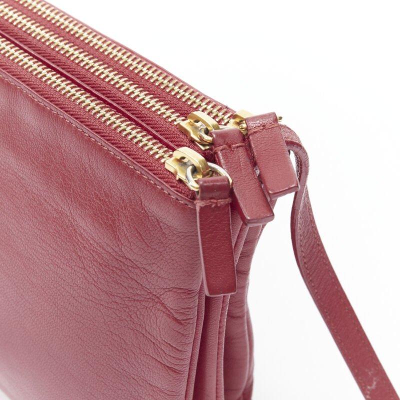 OLD CELINE Phoebe Philo Trio red gold zip triple snap pouch crossbody bag For Sale 5