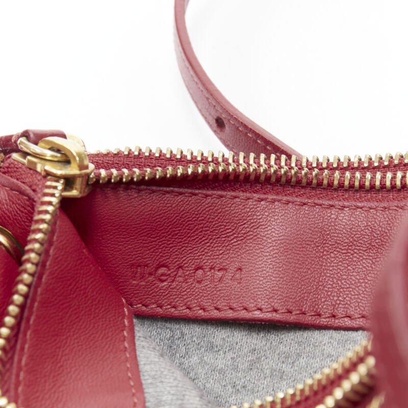 OLD CELINE Phoebe Philo Trio red gold zip triple snap pouch crossbody bag For Sale 6