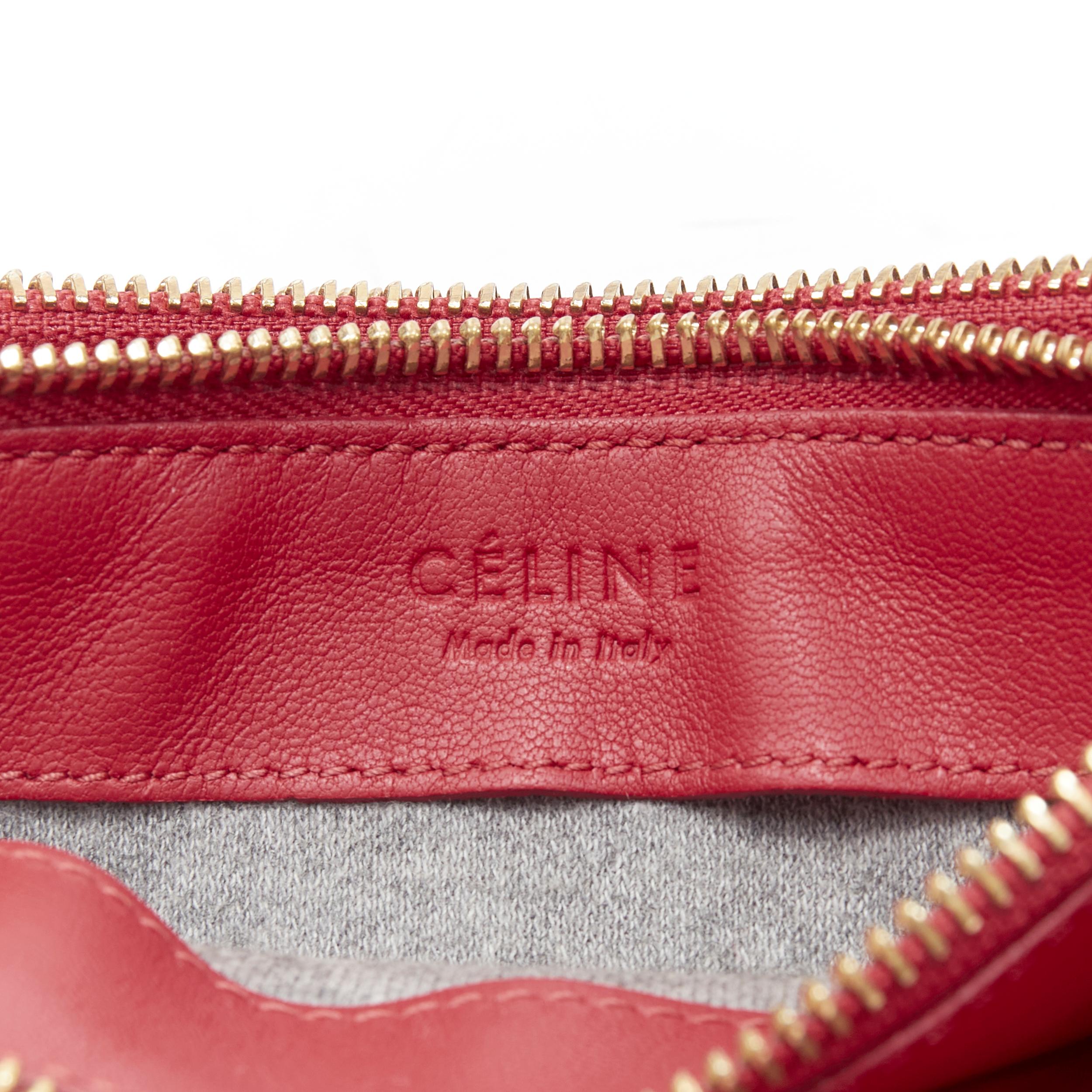 OLD CELINE Phoebe Philo Trio red gold zip triple snap pouch crossbody bag For Sale 4