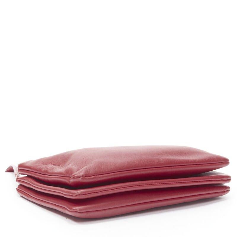 OLD CELINE Phoebe Philo Trio red gold zip triple snap pouch crossbody bag For Sale 1
