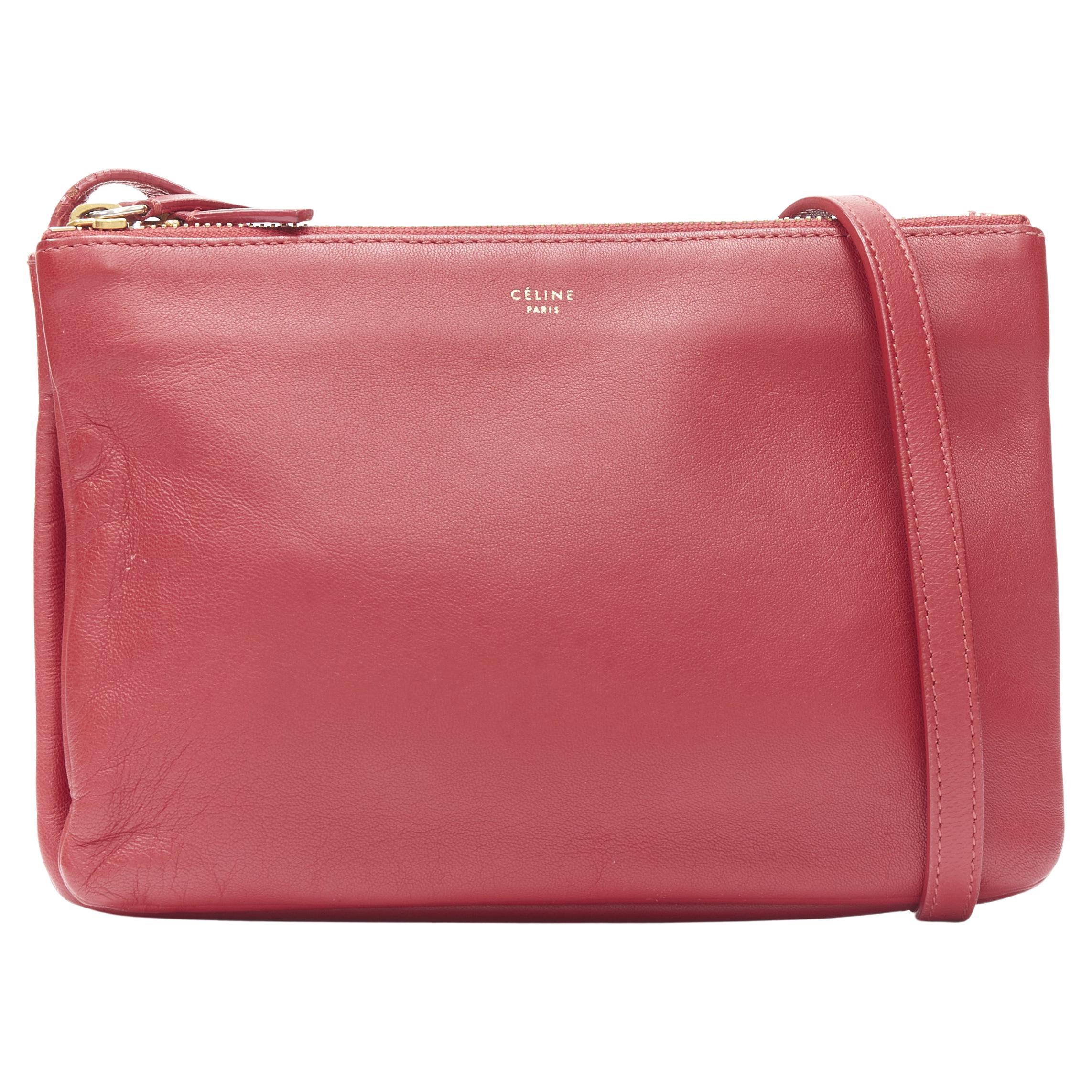 Sac à bandoulière Phoebe Philo Trio rouge doré à fermeture éclair à triple bouton-pression OLD CELINE