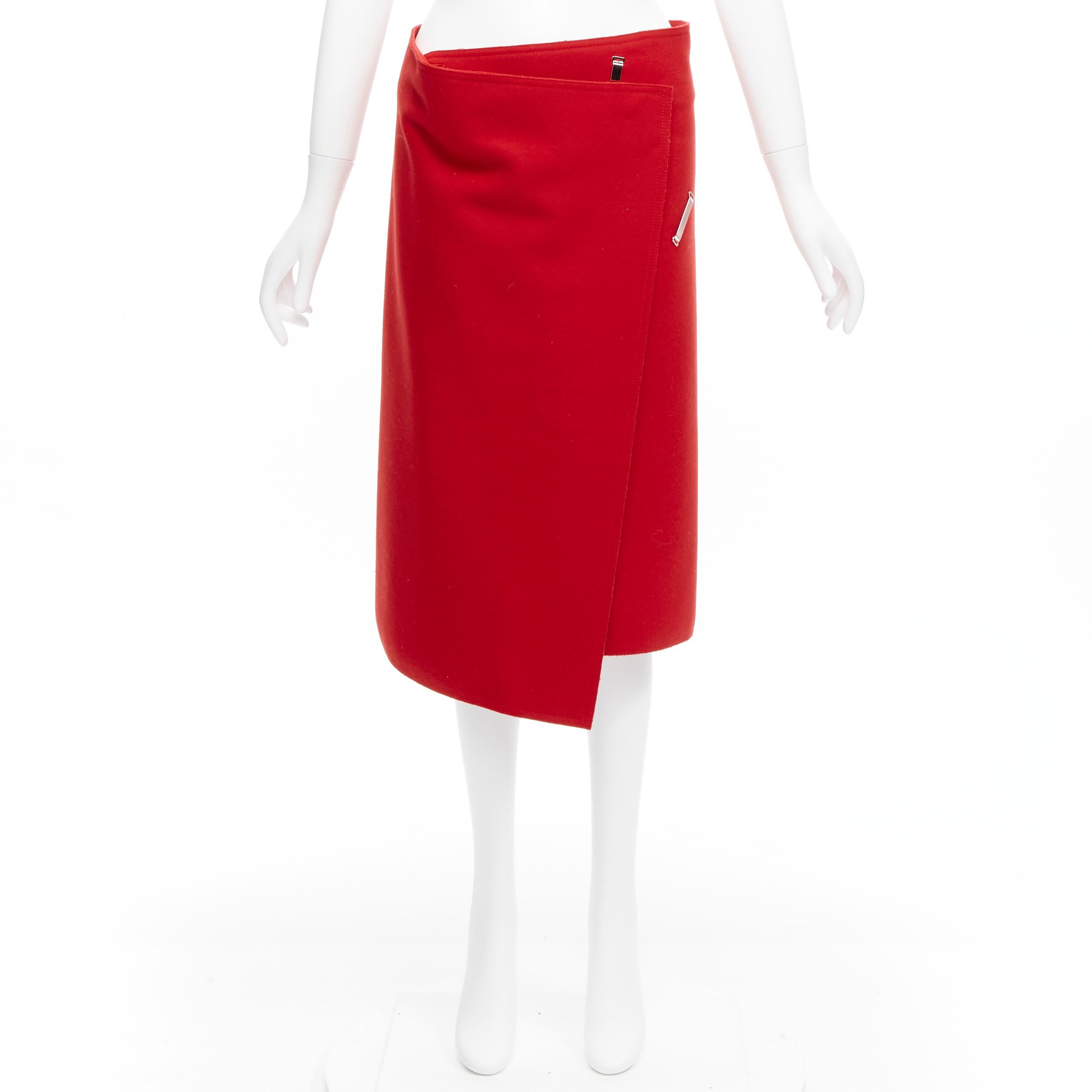 OLD CELINE Phoebe Philo  virgin wool minimal exposed hook bar wrap skirt FR38 M For Sale 6