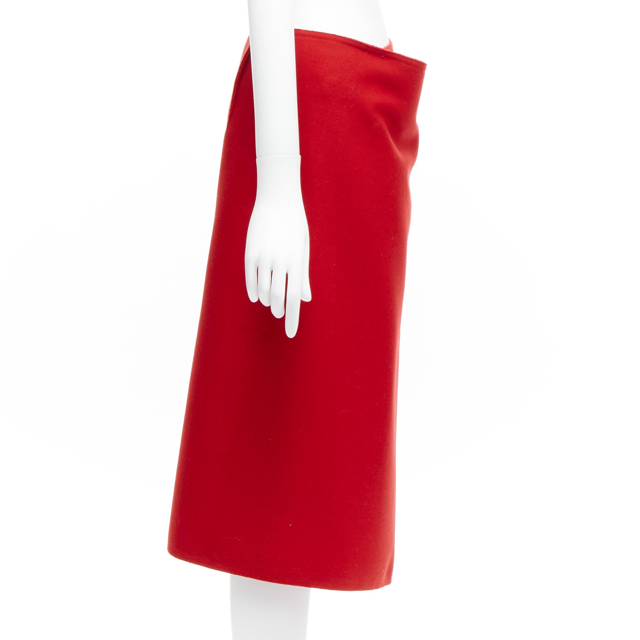 Women's OLD CELINE Phoebe Philo  virgin wool minimal exposed hook bar wrap skirt FR38 M For Sale