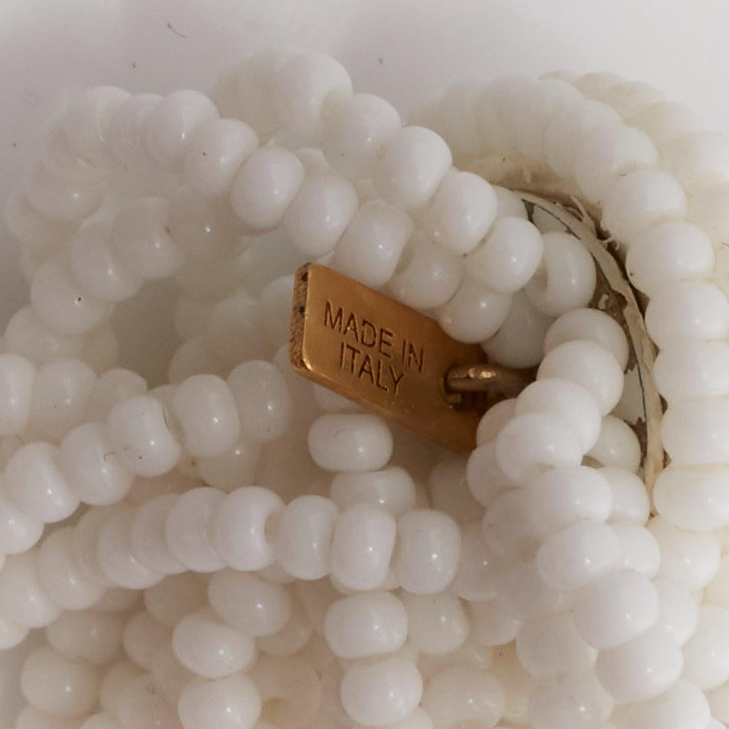 Women's OLD CELINE Phoebe Philo white beaded tassel drop earrings Pair For Sale