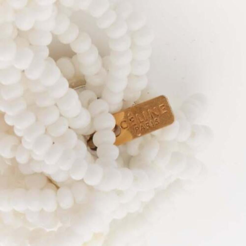 OLD CELINE Phoebe Philo white beaded tassel drop earrings Pair For Sale 1