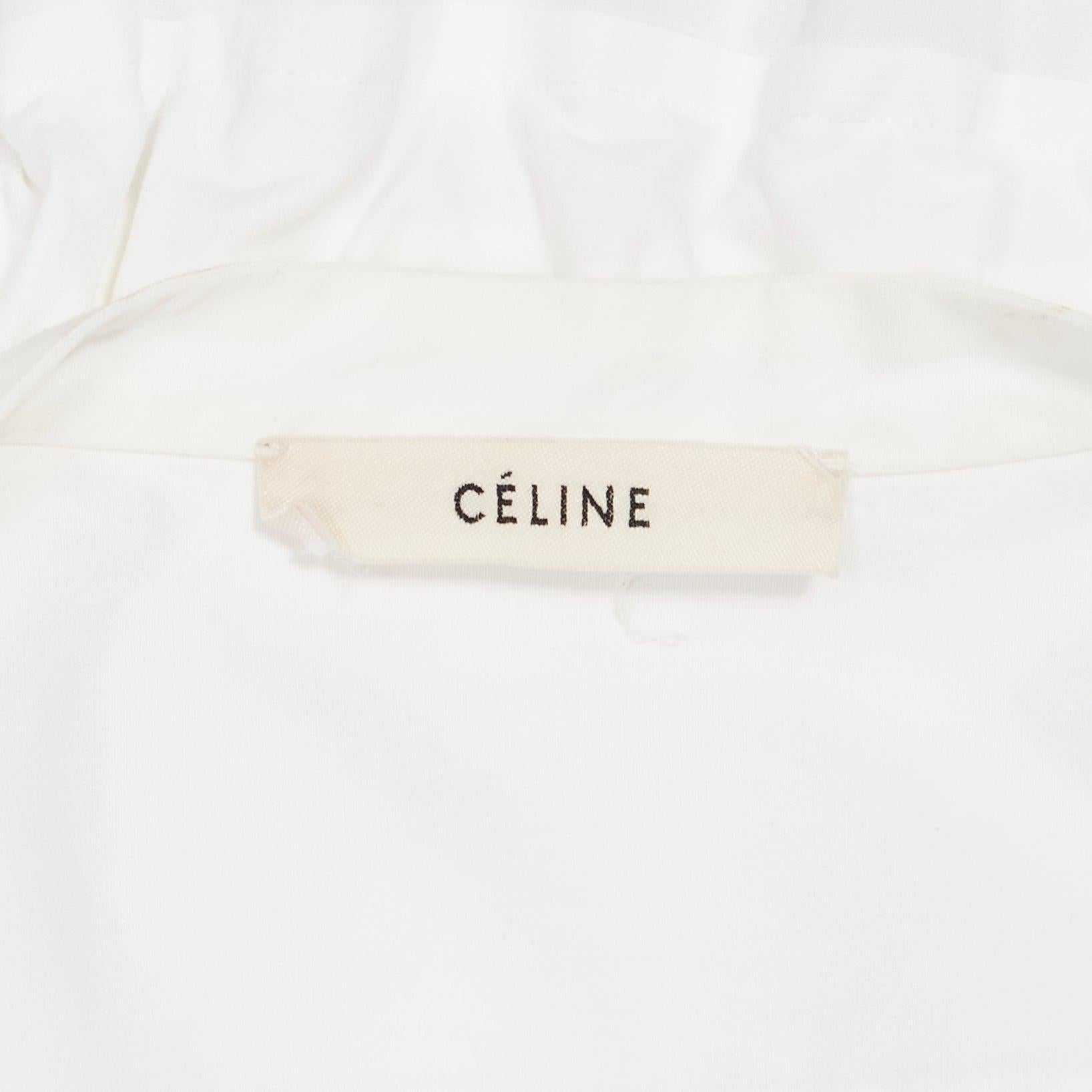 OLD CELINE Phoebe Philo white cotton silver d ring belt minimal shirt FR36 S For Sale 6
