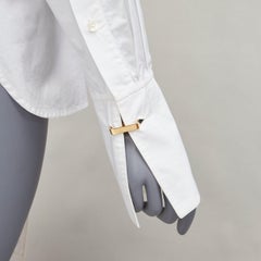 VECCHIA Celine Phoebe Philo, camicia minimal in cotone bianco e argento con cintura D.S. A. S36
