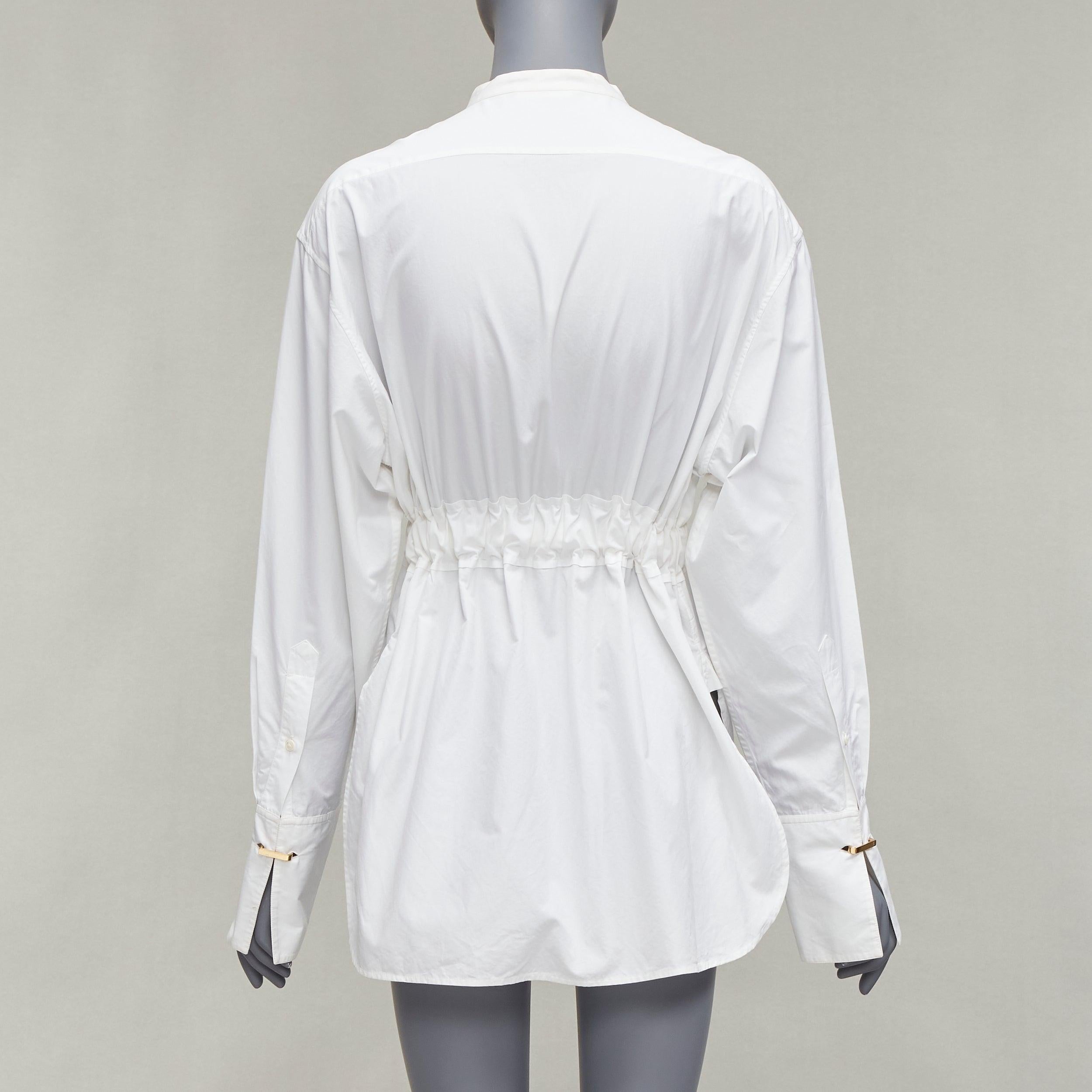 OLD Celine Phoebe Philo White cotton silver d ring belt minimal shirt FR36 S Pour femmes en vente