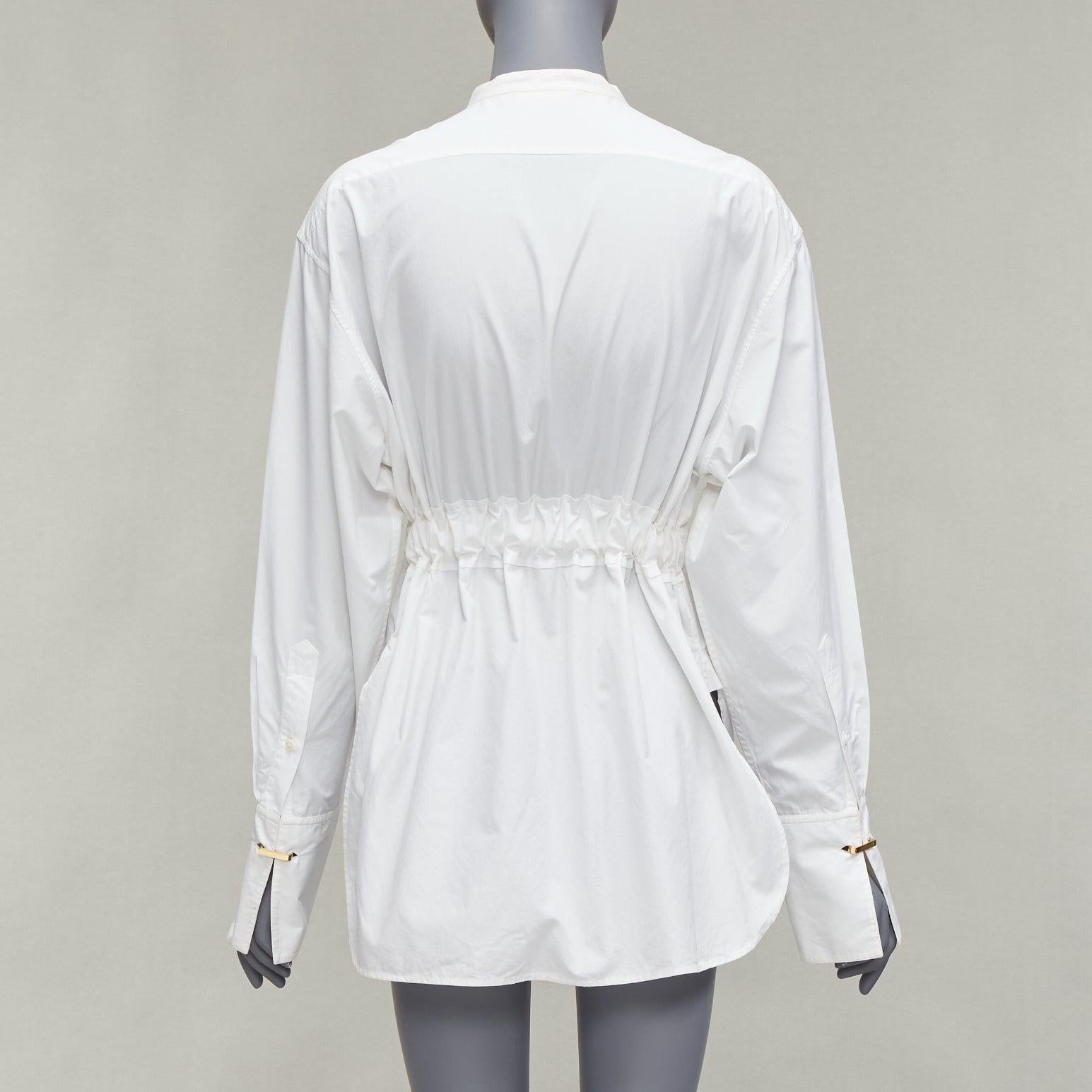 OLD CELINE Phoebe Philo white cotton silver d ring belt minimal shirt FR36 S For Sale 1