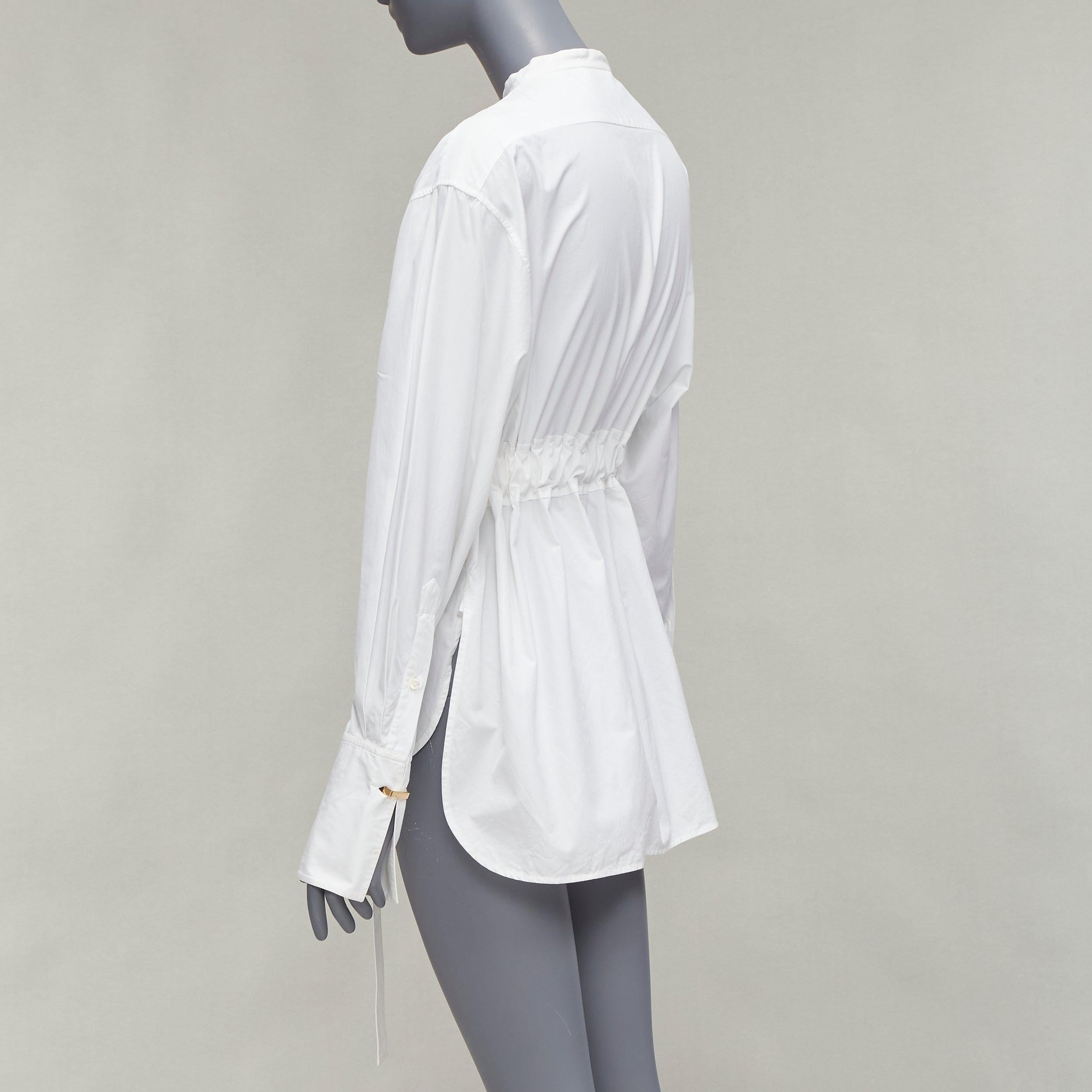 OLD Celine Phoebe Philo White cotton silver d ring belt minimal shirt FR36 S en vente 1