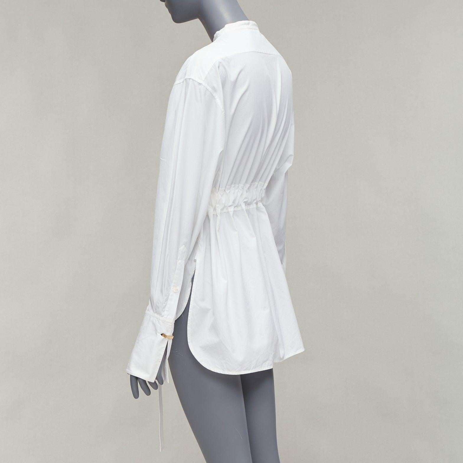 OLD CELINE Phoebe Philo white cotton silver d ring belt minimal shirt FR36 S For Sale 2
